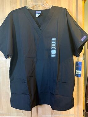 Cherokee Black V-Neck Medical Scrub Top